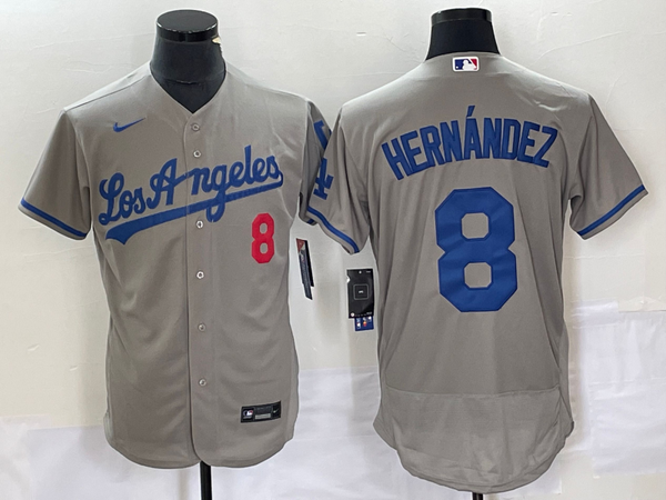 Men's Los Angeles Dodgers Kike Hernandez #8 Gray Replica Player Jersey