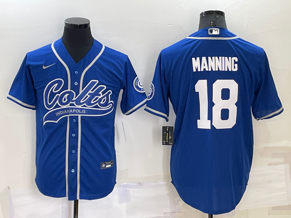 Men's Indianapolis Colts Peyton Manning #18 Royal Game Jersey Joint Edition