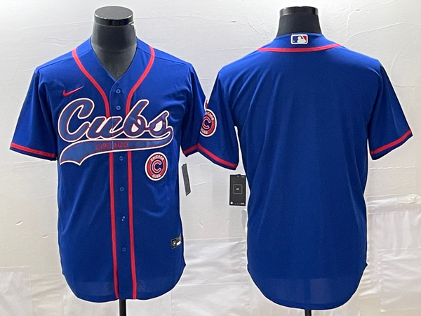 Men's Chicago Cubs Blue Blank Replica Player Jersey