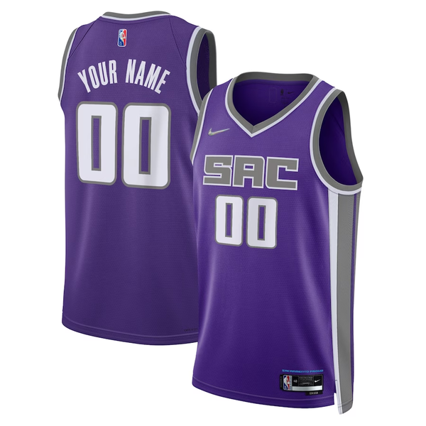 Men's Sacramento Kings Purple 2021/22 Diamond Swingman Custom Jersey - Icon Edition