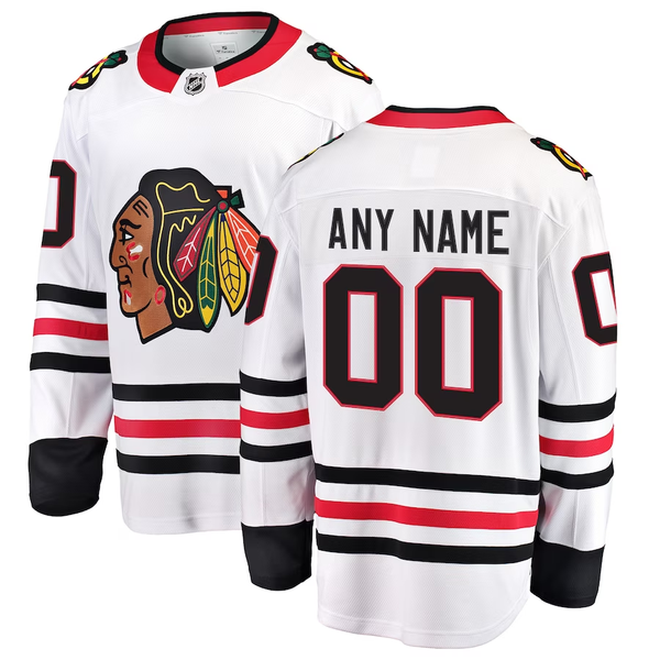 Men's Chicago Blackhawks White Away Breakaway Custom Jersey