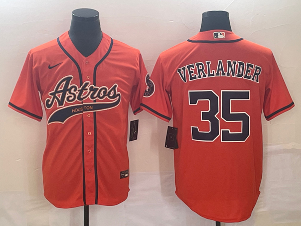 Men's Houston Astros Justin Verlander #35 Orange Replica Jersey Joint Edition