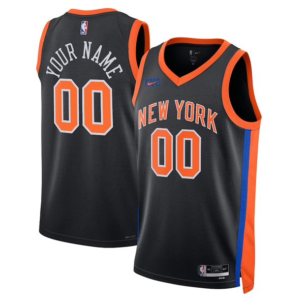 Men's New York Knicks Black 2022/23 Swingman Custom Jersey - City Edition