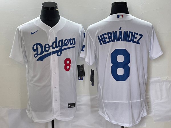 Men's Los Angeles Dodgers Kike Hernandez #8 White Replica Player Jersey