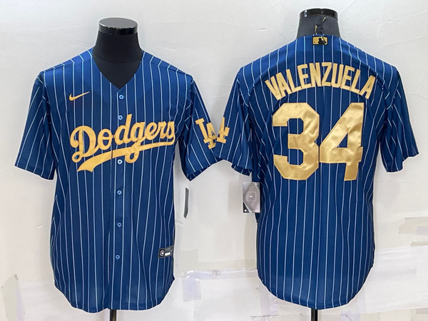 Men's Los Angeles Dodgers Fernando Valenzuela #34 Blue Replica Game Jersey