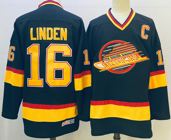 Men's Vancouver Canucks Trevor Linden #16 Black Breakaway Player Jersey