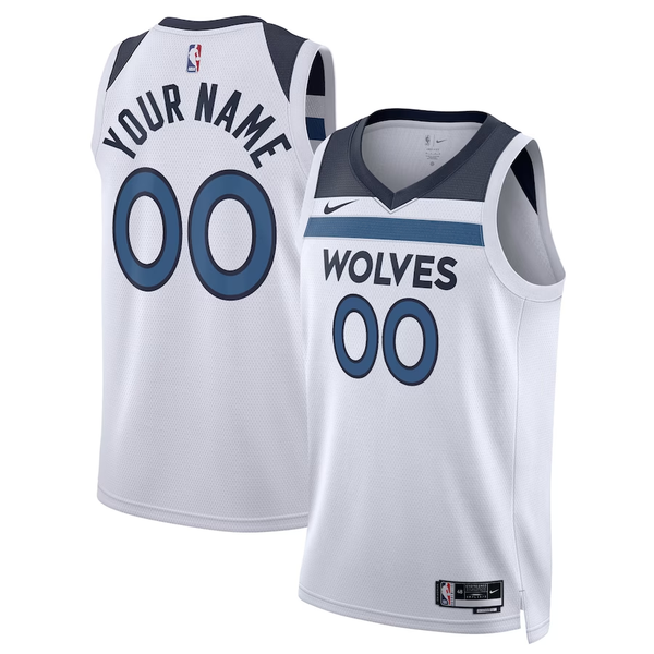 Men's Minnesota Timberwolves White Swingman Custom Jersey - Association Edition