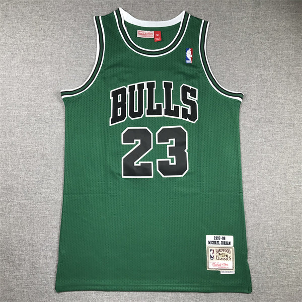 Men's Chicago Bulls Michael Jordan #23 Green 1997-98 Hardwood Classics Authentic Jersey