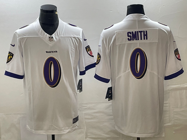 Men's Baltimore Ravens Roquan Smith #0 White Team Game Jersey