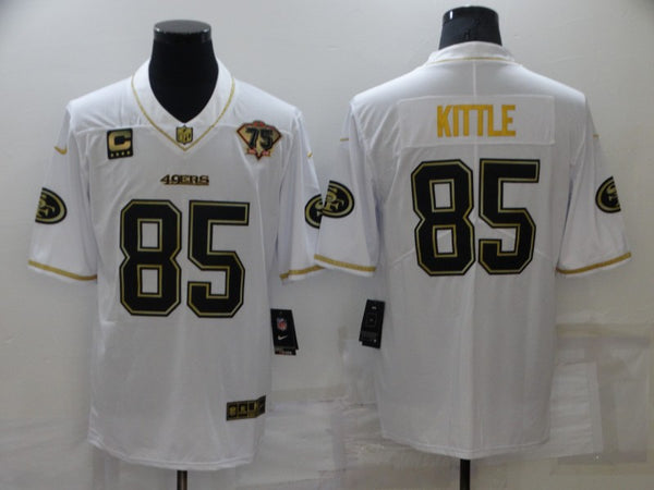 Men's San Francisco 49ers George Kittle #85 White 75th Anniversary Game Jersey