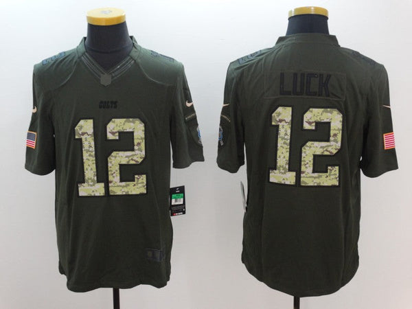 Men's Indianapolis Colts Andrew Luck #12 Army Green Game Jersey