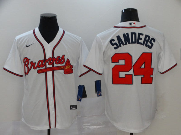 Men's Atlanta Braves Deion Sanders #24 White Replica Player Jersey