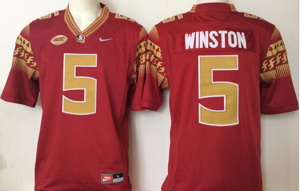 Men's Florida State Seminoles Jameis Winston #5 Red Player Game Jersey