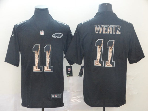 Men's Philadelphia Eagles #11 Carson Wentz Black Replica Jersey