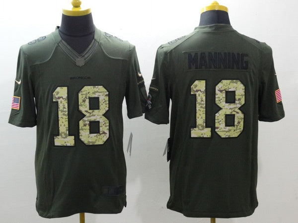 Men's Denver Broncos Peyton Manning #18 Army Green Game Jersey