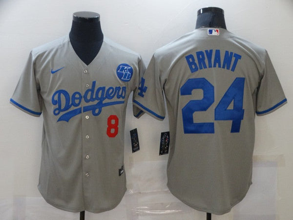 Men's Los Angeles Dodgers Kobe Bryant #8-24 Gray Replica Player Jersey