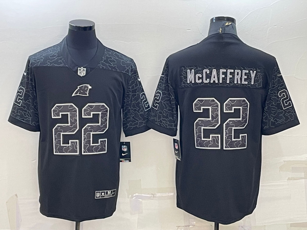 Men's Carolina Panthers Christian McCaffrey #22 Black RFLCTV Limited Jersey