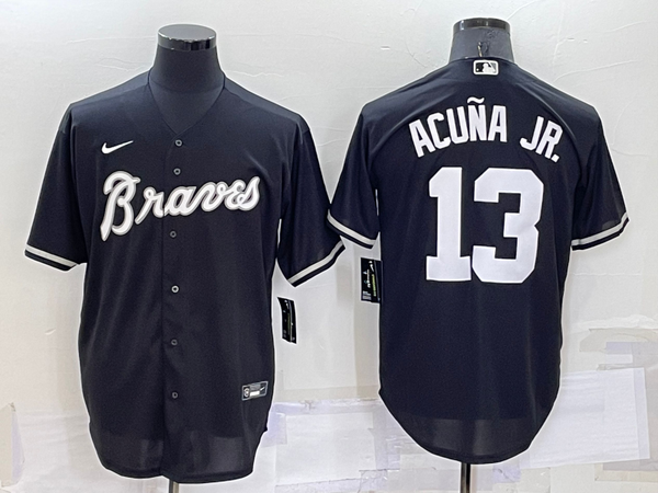 Men's Atlanta Braves Ronald Acu?a Jr. #13 Black Replica Baseball Jersey