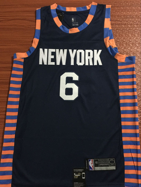 Men's New York Knicks Kristaps Porzingis #6 NBA Black Swingman Jersey