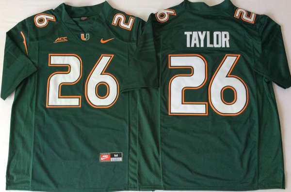 Men's Miami Hurricanes Sean Taylor #26 Green Team Football game Jersey