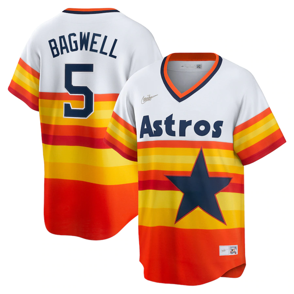 Men's Houston Astros Jeff Bagwell #5 White Home Cooperstown Collection Player Jersey