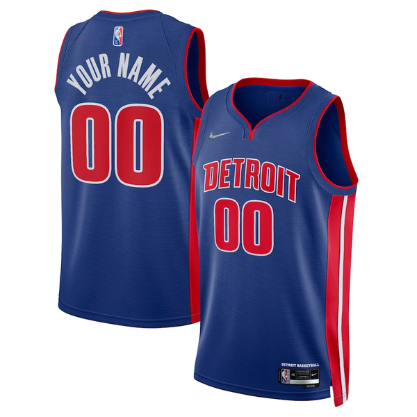 Men's Detroit Pistons Blue 2021/22 Diamond Swingman Custom Jersey - Icon Edition