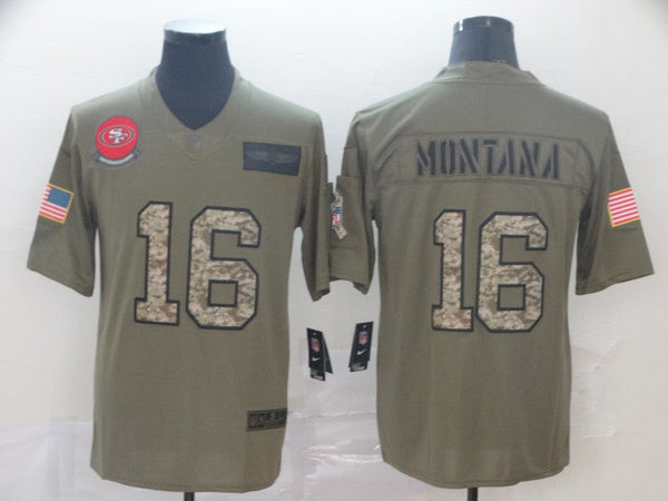 Men's San Francisco 49ers Joe Montana #16 Brown Game Player Jersey