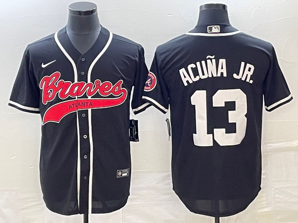 Men's Atlanta Braves Ronald Acuna Jr. #13 Black Replica Player Jersey Joint Edition