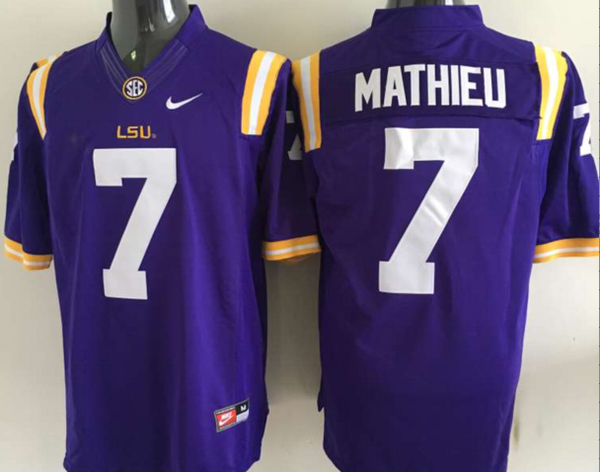 Men's LSU Tigers Tyrann Mathieu #7 Purple Player Game Jersey