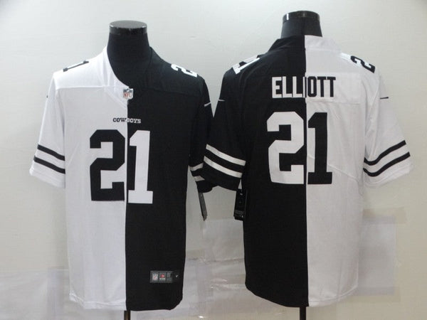 Men's Dallas Cowboys Ezekiel Elliott #21 Black/White Game Jersey