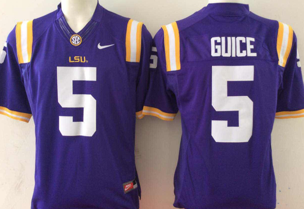 Men's LSU Tigers Derrius Guice #5 Purple Player Game Jersey