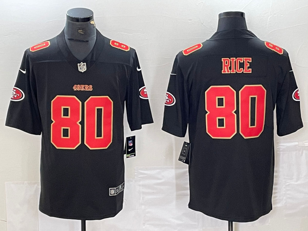 Men's San Francisco 49ers Jerry Rice #80 Black Fashion Game Jersey