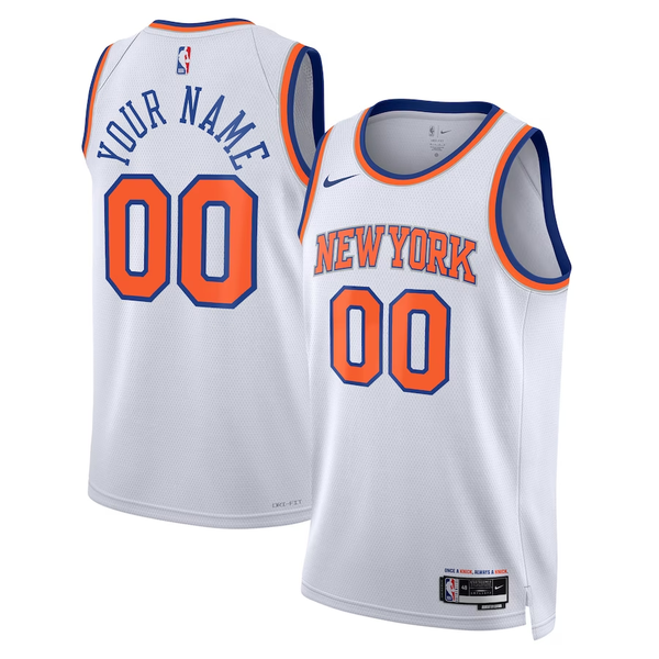 Men's New York Knicks White Swingman Custom Jersey - Association Edition