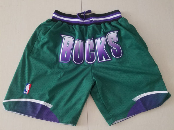 Men's Milwaukee Bucks Basketball Shorts With pocket Vintage Green