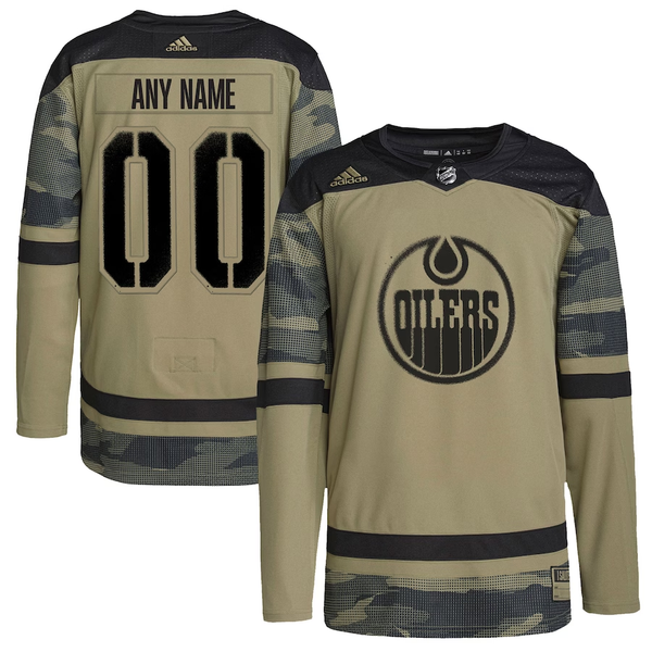 Men's Edmonton Oilers Camo Military Appreciation Team Authentic Custom Practice Jersey