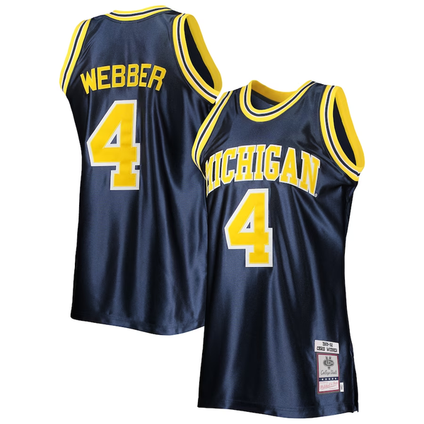 Men's Michigan Wolverines Chris Webber #4 Navy Team Replica Basketball Jersey