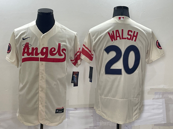 Men's Los Angeles Angels Jared Walsh #20 Beige Stitched Jersey