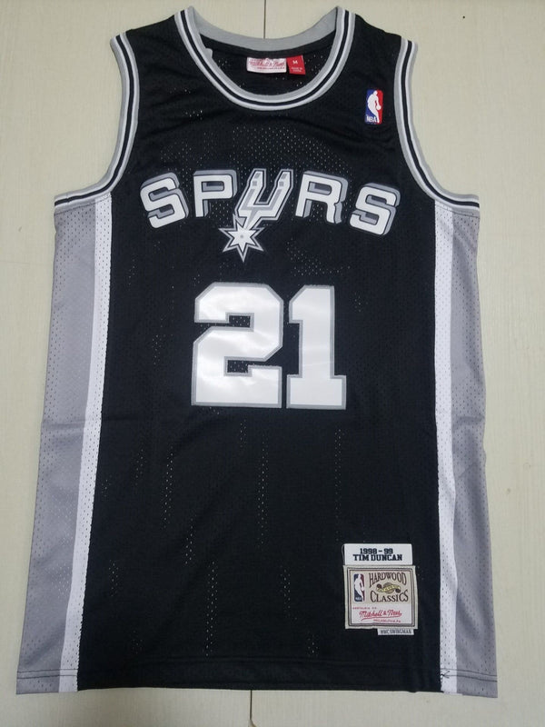 Men's San Antonio Spurs Tim Duncan Black Big & Tall Hardwood Classics Jersey