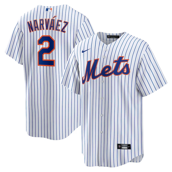 Men's New York Mets Omar Narvaez #2 White Home Replica Player Jersey