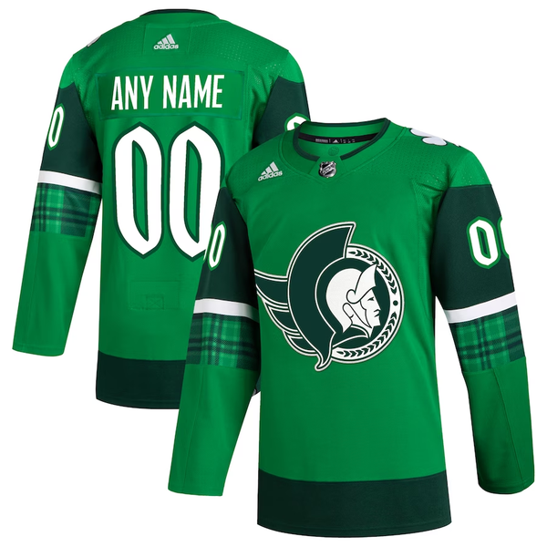 Men's Ottawa Senators Kelly Green St. Patrick's Day Custom Jersey