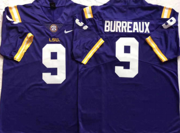 Men's LSU Tigers Joe Burrow #9 Purple Player Alumni Team Jersey