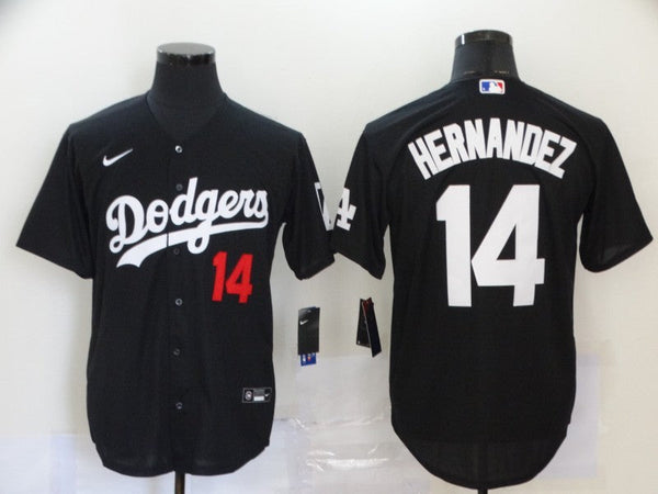 Men's Los Angeles Dodgers Enrique Hernandez #14 Black Stitched Jersey