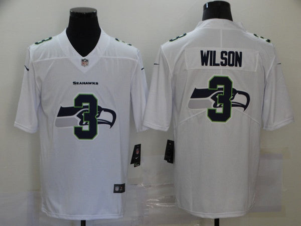 Men's Seattle Seahawks #3 Russell Wilson White Player Game Jersey