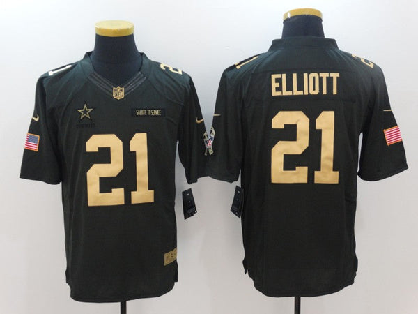 Men's Dallas Cowboys #21 Ezekiel Elliott Black Authentic Player Jersey