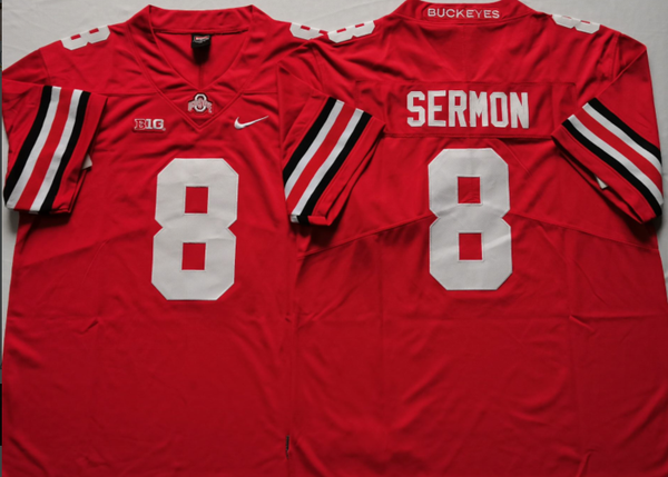 Men's Ohio State Buckeyes Trey Sermon #8 Scarlet Player Game Jersey