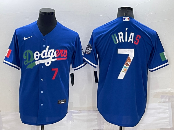 Men's Los Angeles Dodgers Julio Urias #7 Blue Fashion Game Jersey