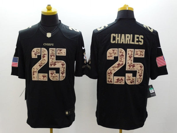 Men's Kansas City Chiefs Jamaal Charles #25 Black Game Player Jersey