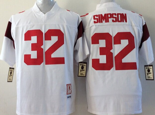 Men's USC Trojans O.J. Simpson #32 White Player Game Jersey