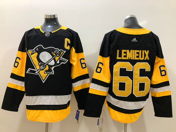 Men's Pittsburgh Penguins Mario Lemieux #66 Black Player Game Jersey