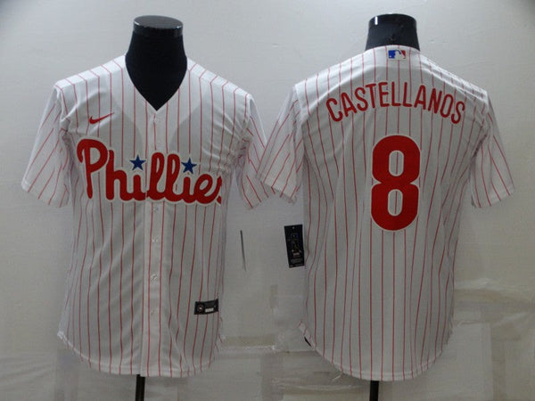 Men's Philadelphia Phillies Nick Castellanos #8 White Replica Baseball Jersey